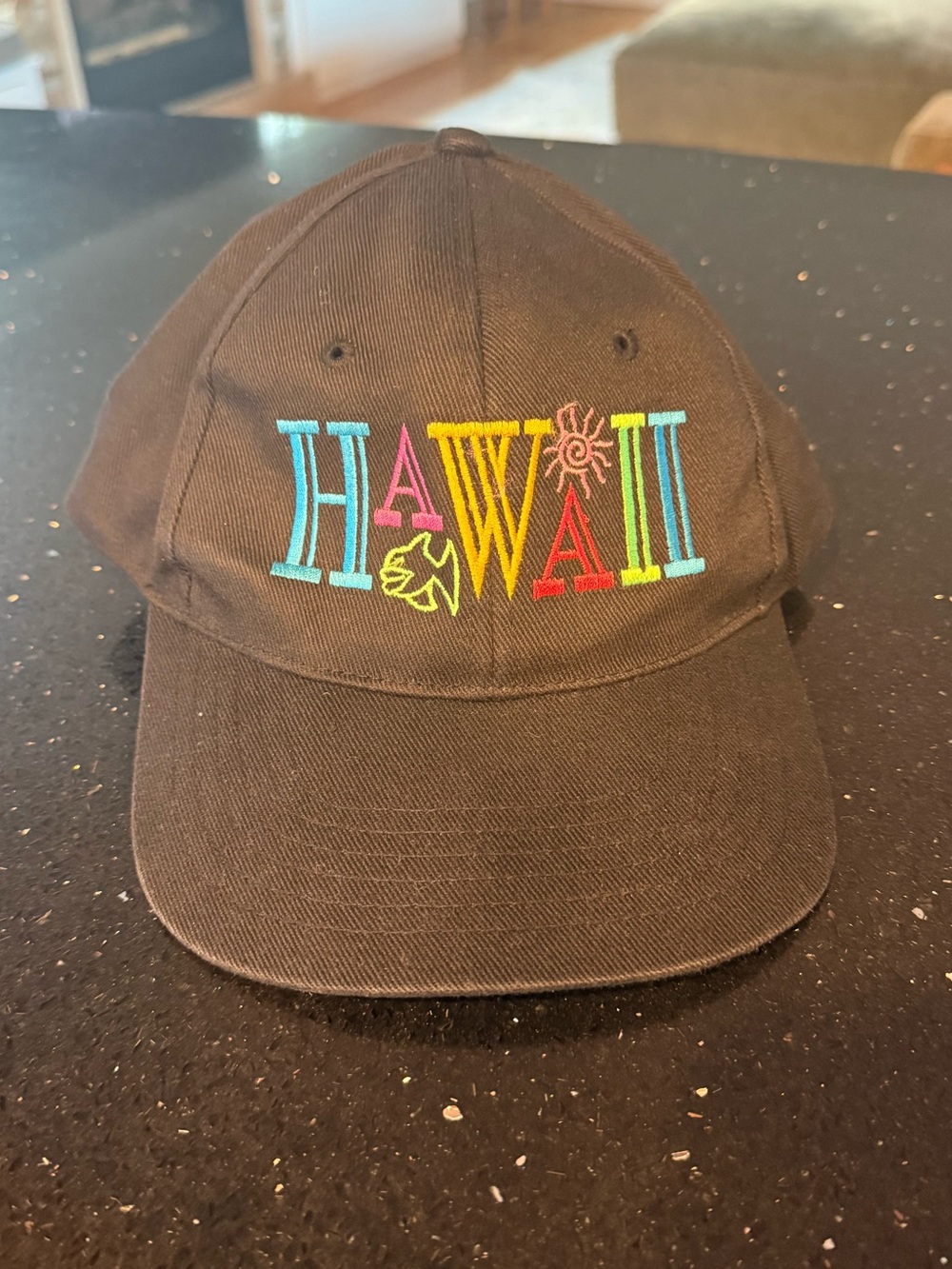 Tourist Black Cap with Colorful "HAWAII" Embroidery